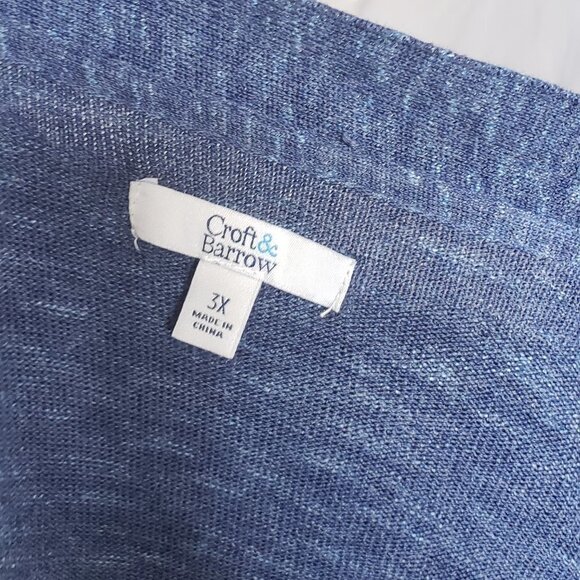 Ladies CROFT & BARROW Open Front Cardigan in Heather Blue - 3X - Picture 4 of 4